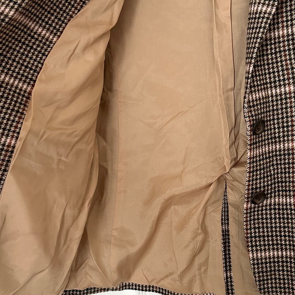 Topshop Blazer Wool Blend Striped Tweed Brown Size 8 Oversized Jacket - Picture 3 of 5